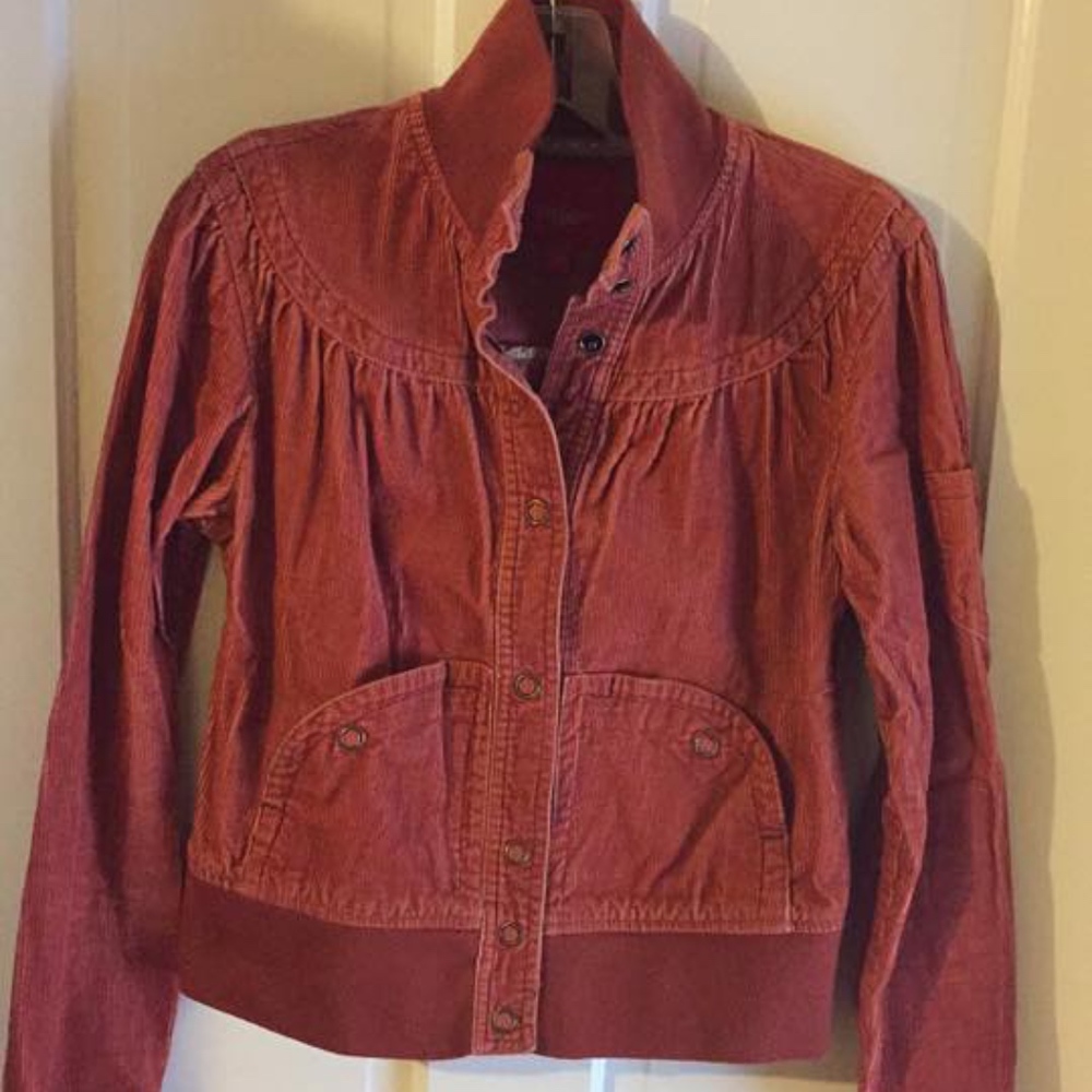 Mossimo Corduroy Jacket, Burnt Orange/Rust, Size M